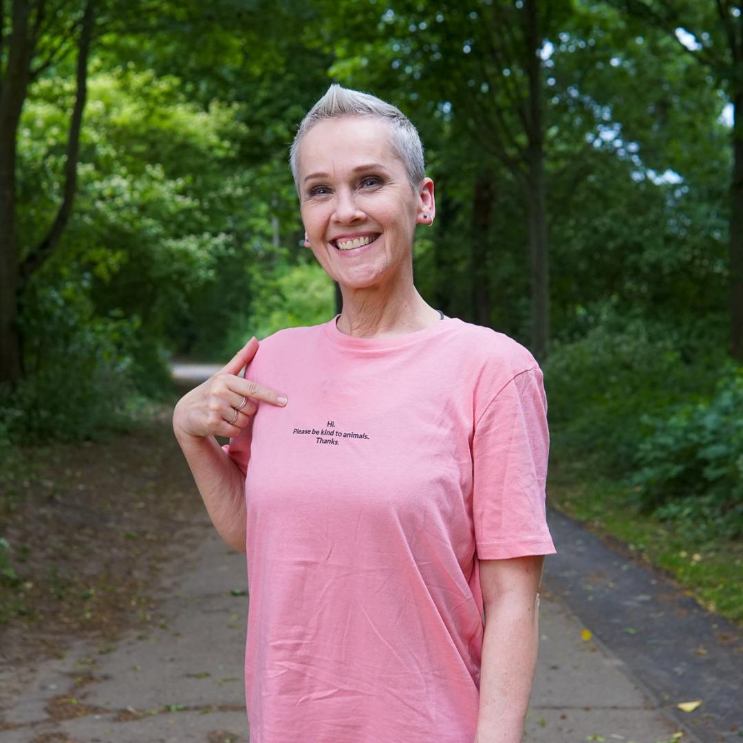 Hunderunde T-Shirt - Be kind to animals - Coral