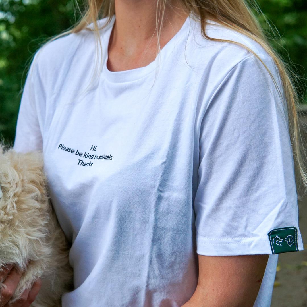 Hunderunde T-Shirt - Be kind to animals - Weiß