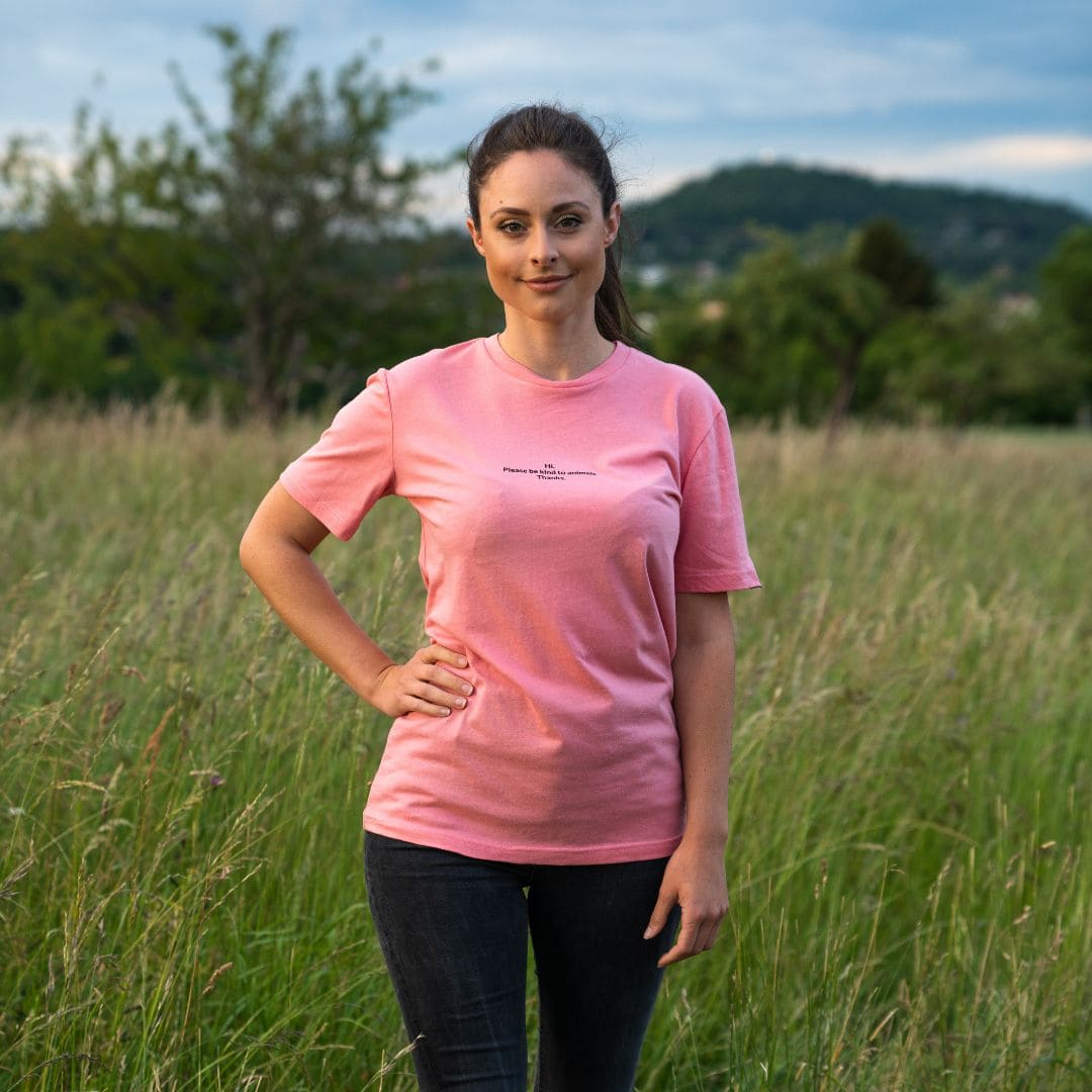 Hunderunde T-Shirt - Be kind to animals - Coral