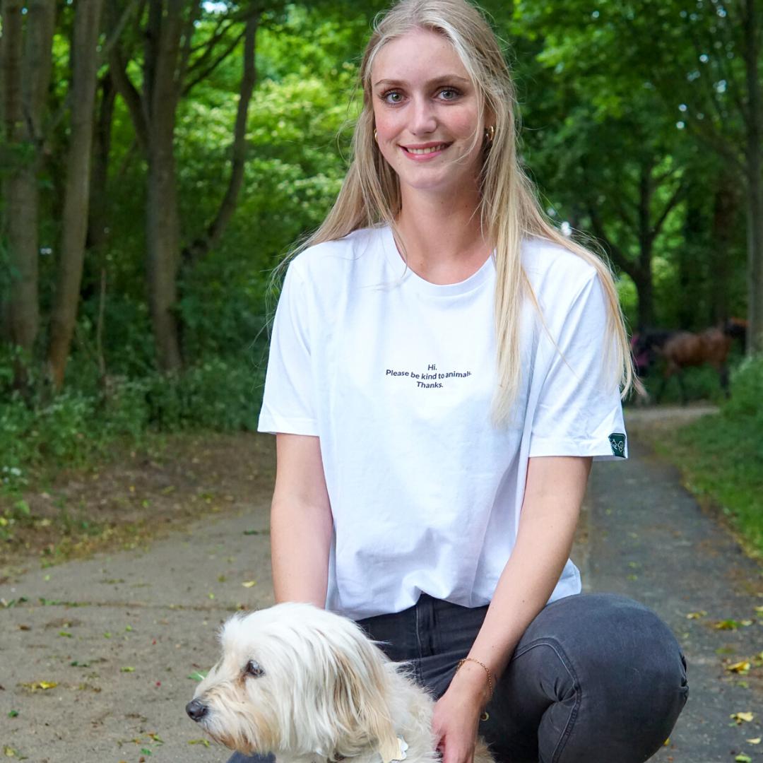 Hunderunde T-Shirt - Be kind to animals - Weiß