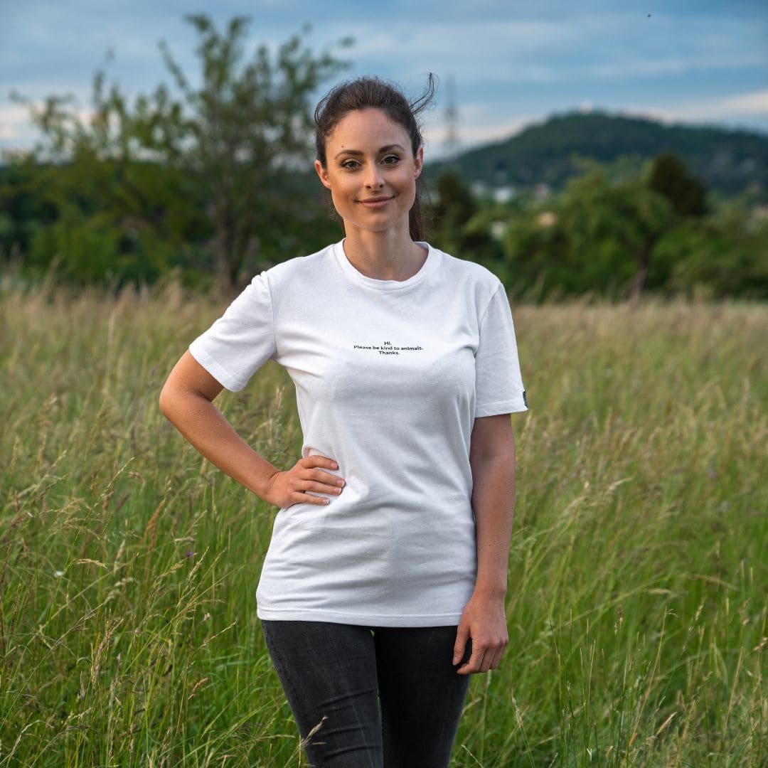 Hunderunde T-Shirt - Be kind to animals - Weiß