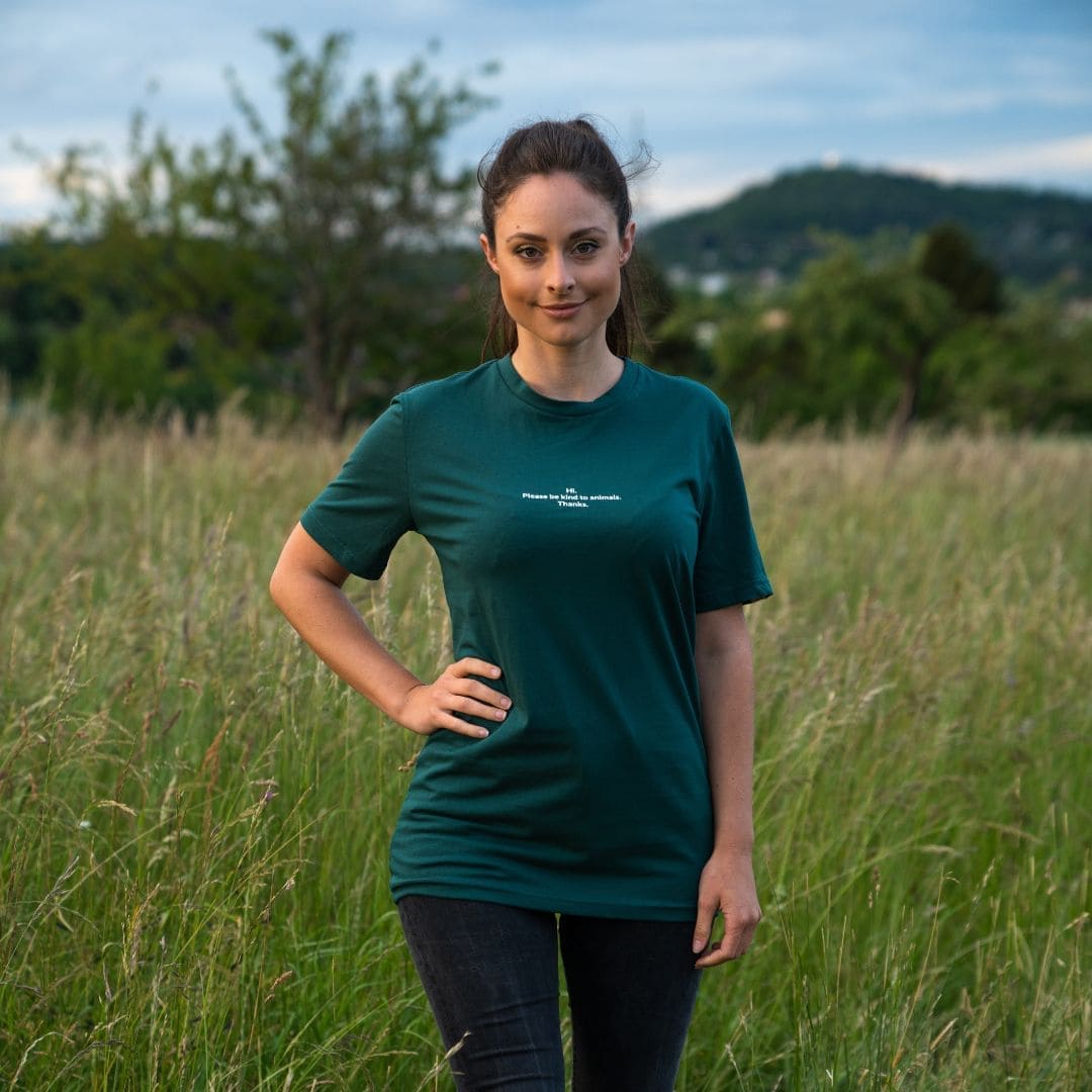 Hunderunde T-Shirt - Be kind to animals - Grün